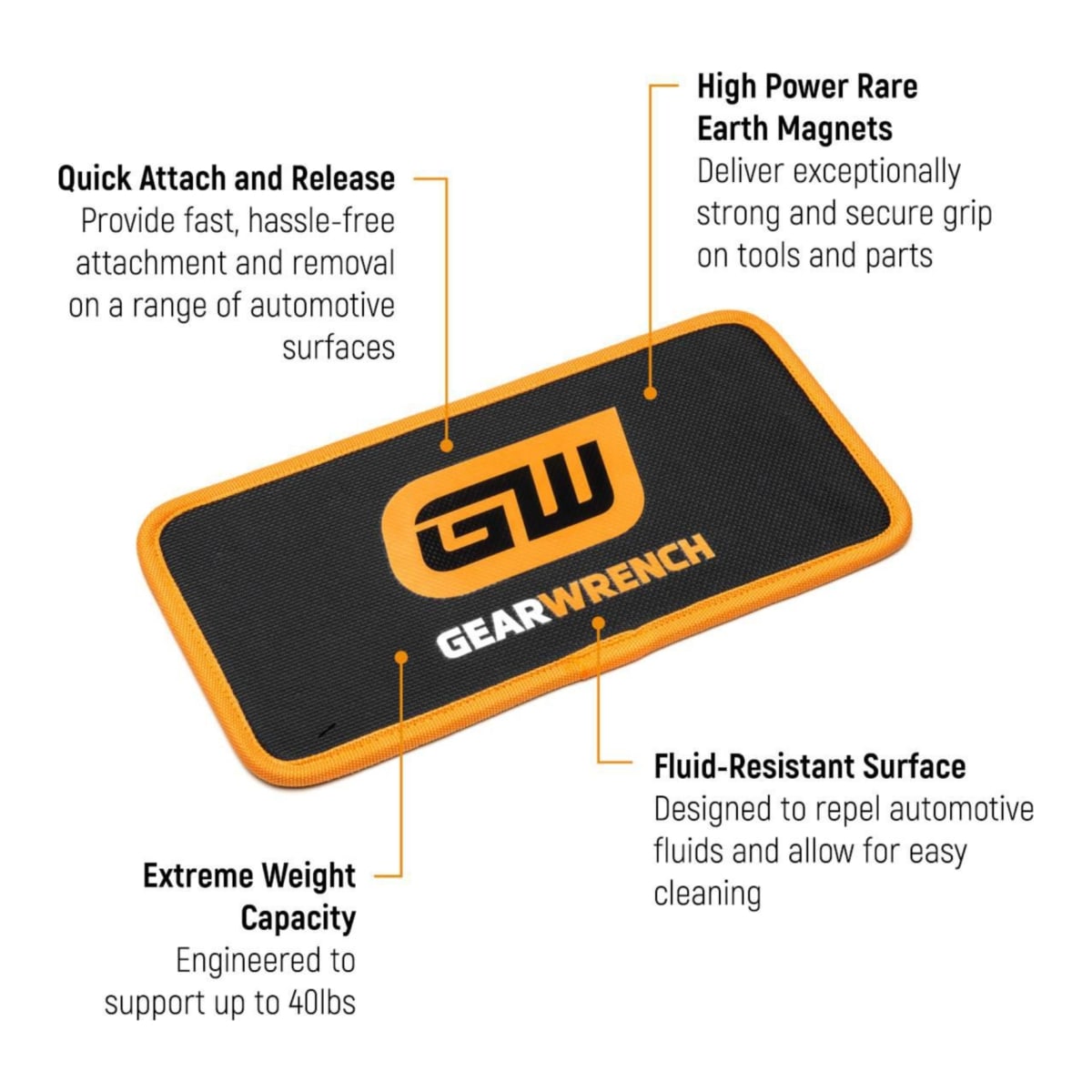 GearWrench 300 x 150mm High Strength Magnetic Mat 327 x 161 x 56mm