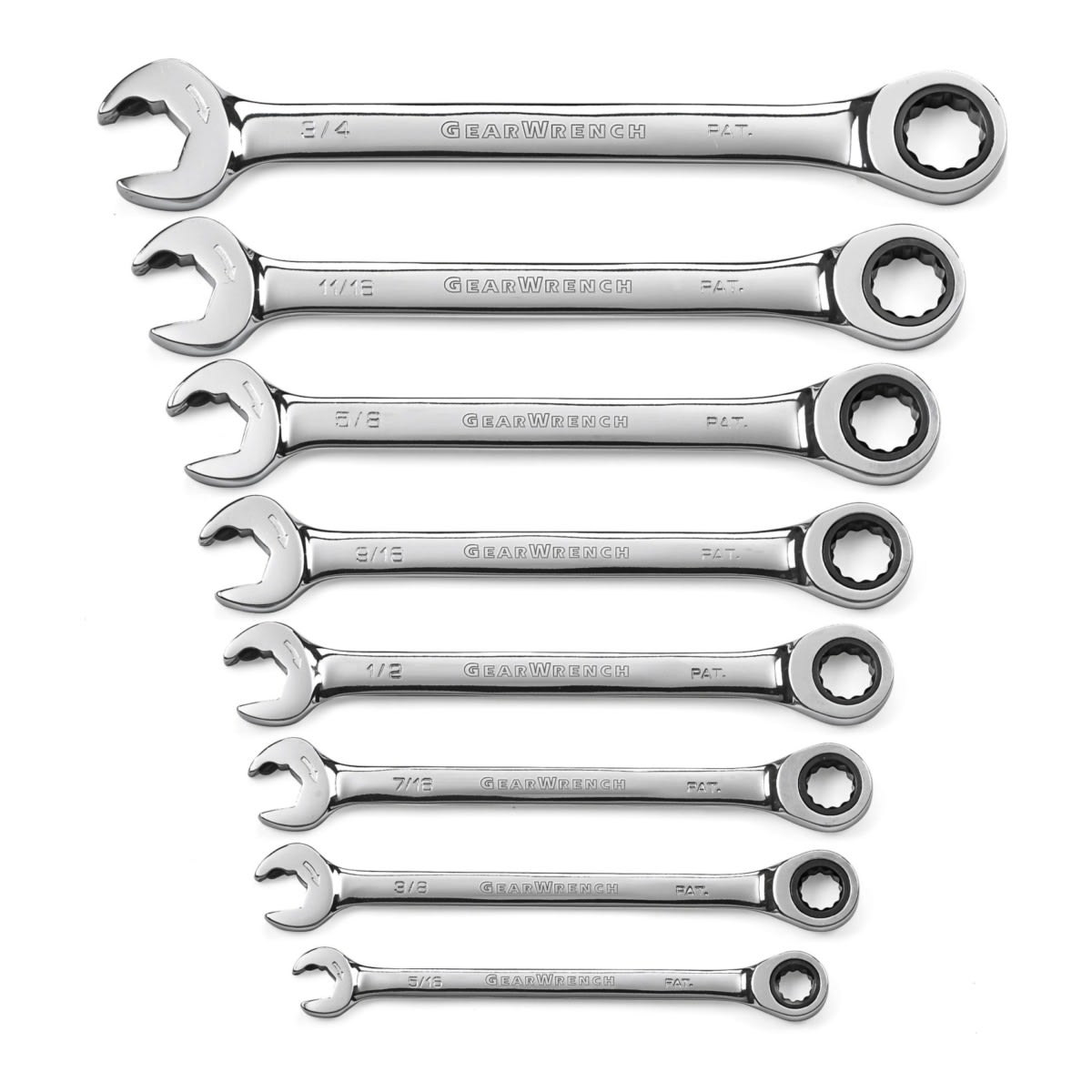 GearWrench Sae Open End Ratcheting Wrench Set 240 x 250 x 44mm 8 (Piece)
