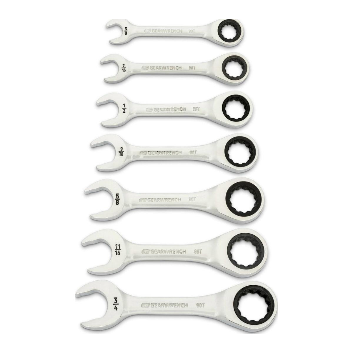 GearWrench SAE Stubby Ratcheting Wrench Set 157 x 81 x 30mm 7 (Piece)