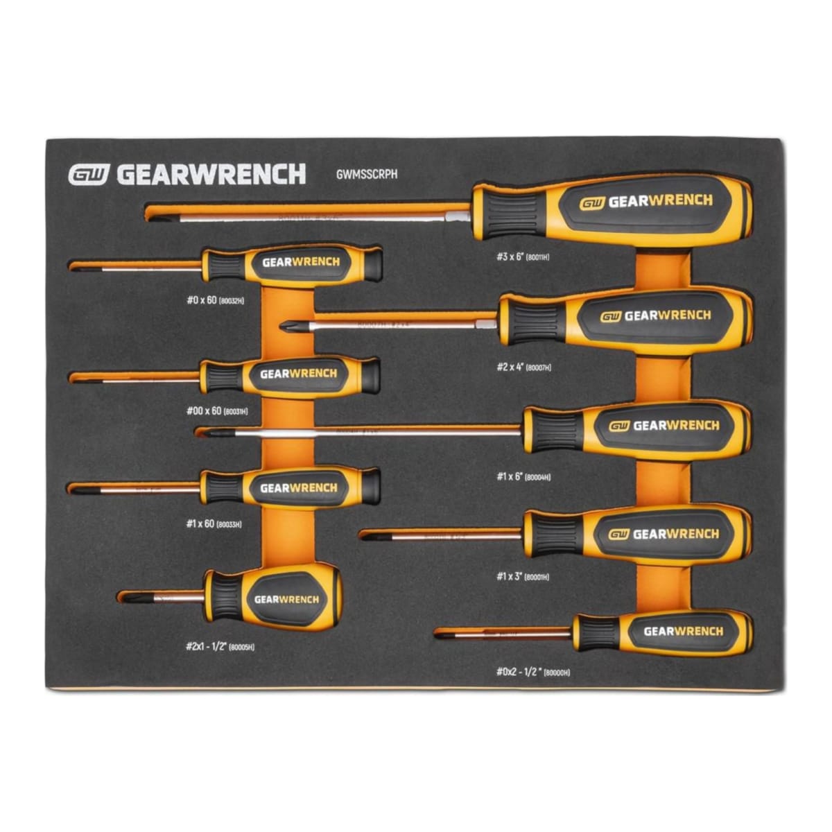 GearWrench Phillips Screwdriver Set EVA Tray 250 x 341 x 31mm 9 (Piece)