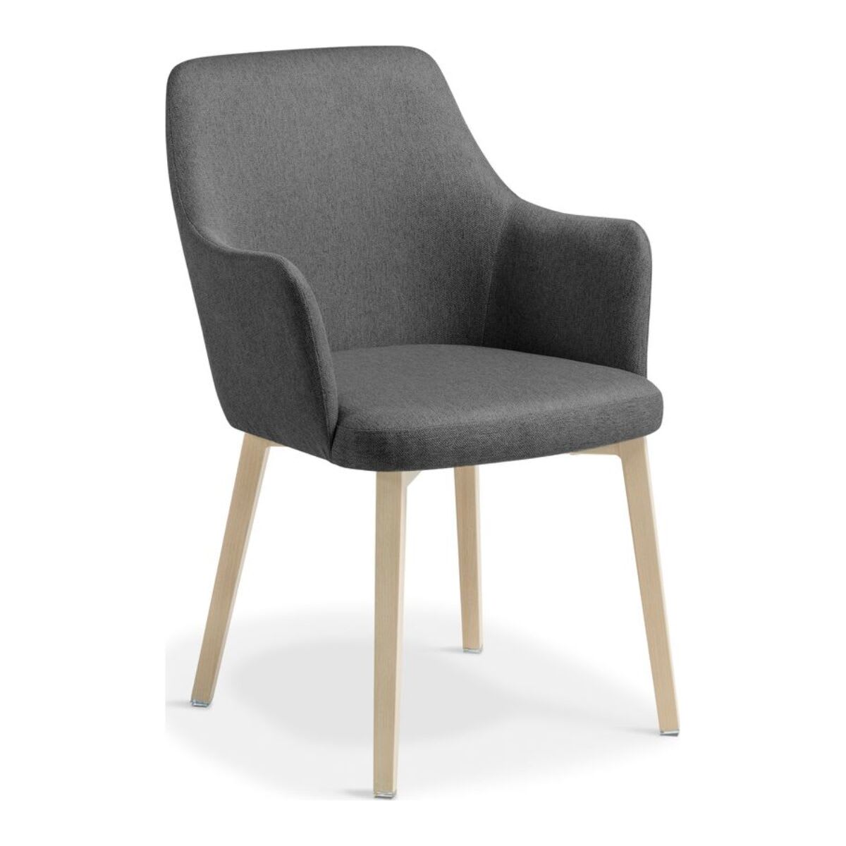 Eden Olli Timber-Look Chair Steel Base Charcoal Fabric