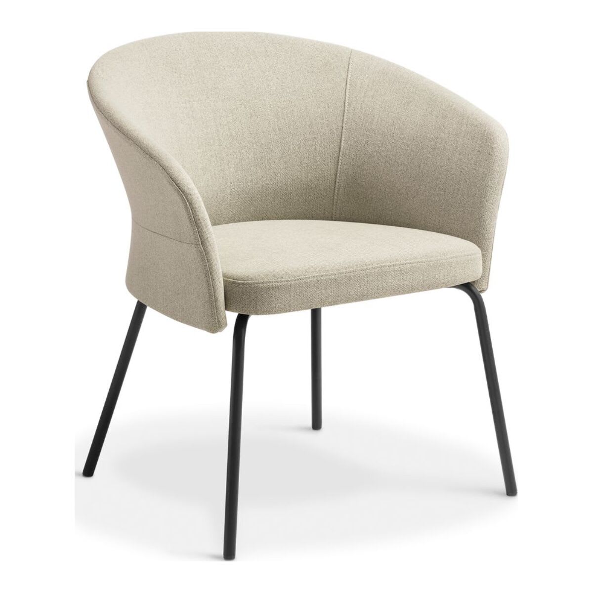 Eden Clove 4-Leg Chair Black Steel Base Oatmeal fabric upholstery