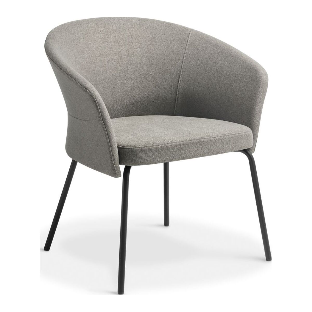 Eden Clove 4-Leg Chair Black Steel Base Warm Grey Fabric