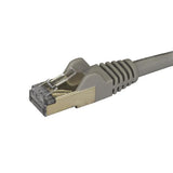 1.5 m grey CAT6a cable with RJ45 shielded connectors, designed for reliable 10 Gigabit networking and reduced signal loss.