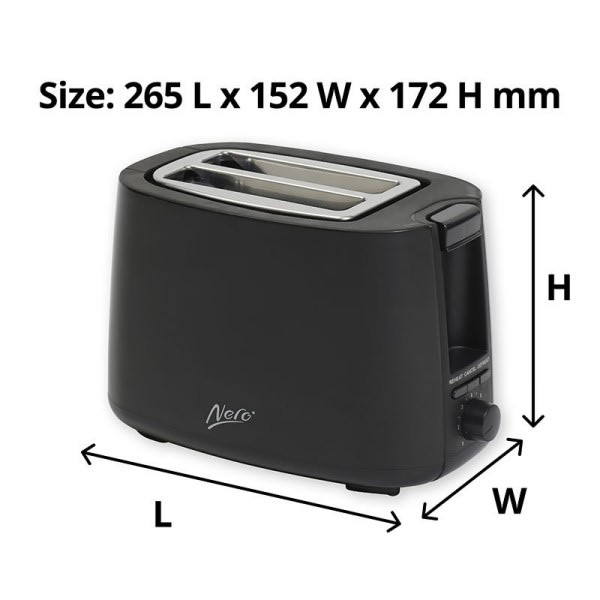 Nero 2 Slice Black Toaster