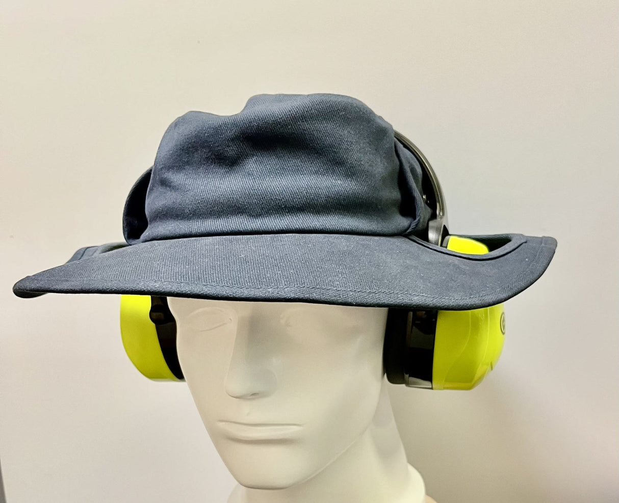 Surf brim sunhat with side earmuff access - Navy