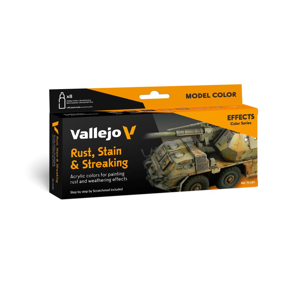 Vallejo - Model Colour - Rust; Stain & Streaking By Scratchmod Effects 8 Colour