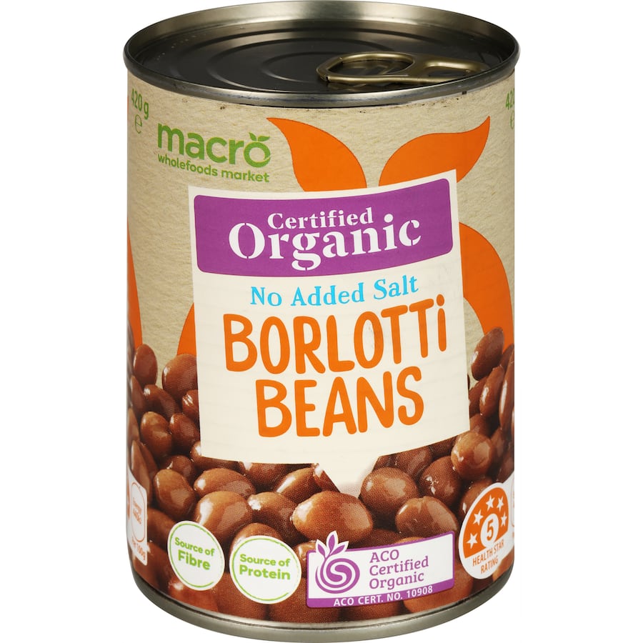 Macro Organic Borlotti Beans No Added Salt Can 420g