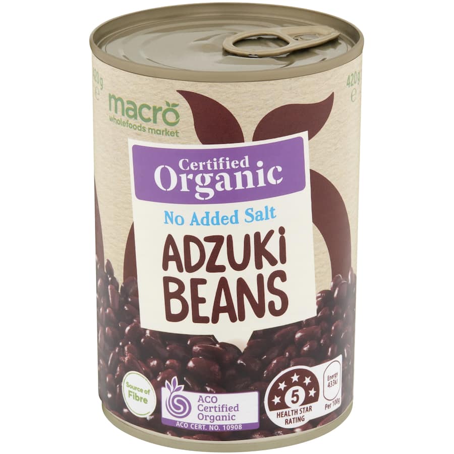 Macro Organic Beans Adsuki No Added Salt Can 420g