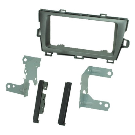 Facia adapter for 2010+ Toyota Prius, silver finish, allows installation of aftermarket double DIN head unit.