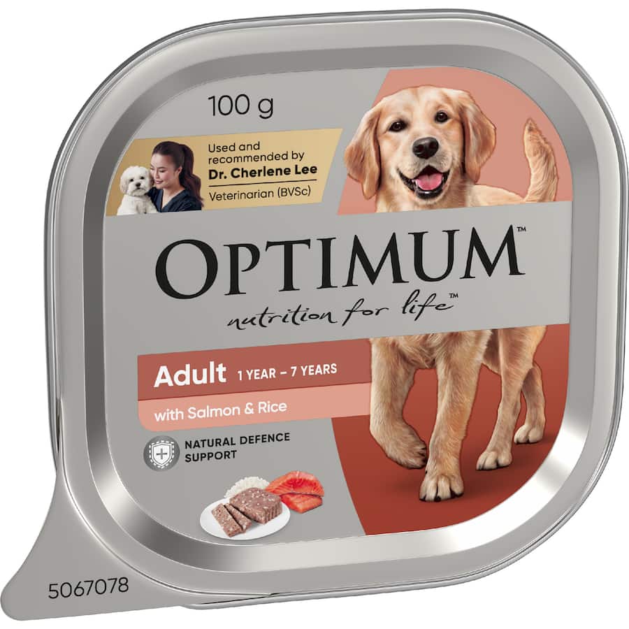 Optimum Wet Dog Food With Salmon & Rice Tray 100g