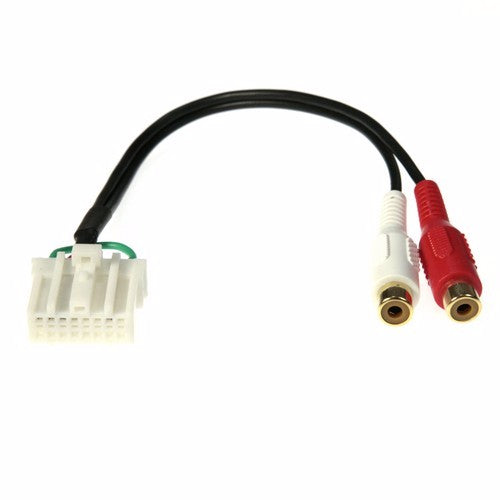 Aux Input Adapter for Mazda by AERPRO, designed to connect devices to OEM head units for enhanced audio quality.