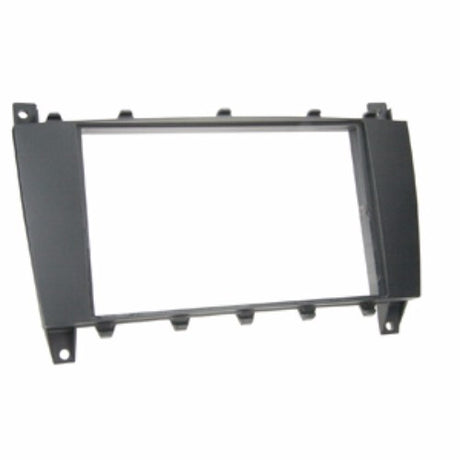 Facia Mercedes D-Din Plate by Aerpro for C-Class, CLK, and SLK models; sleek black finish for seamless dash integration.