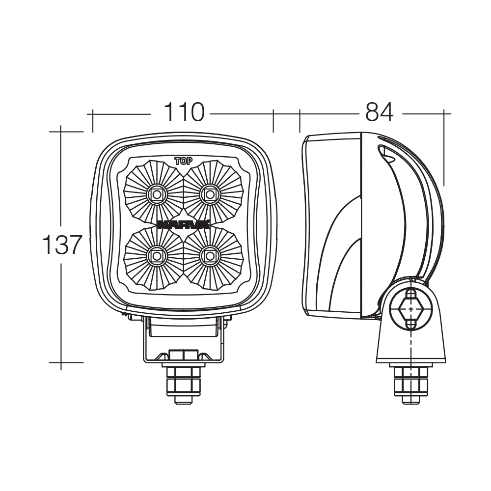 Narva - W/Lamp 9-64v Led Marine Square