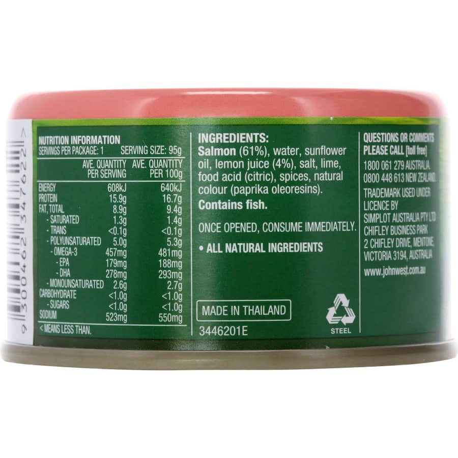 John West Salmon Lemon & Cracked Pepper Tear tab can 95g