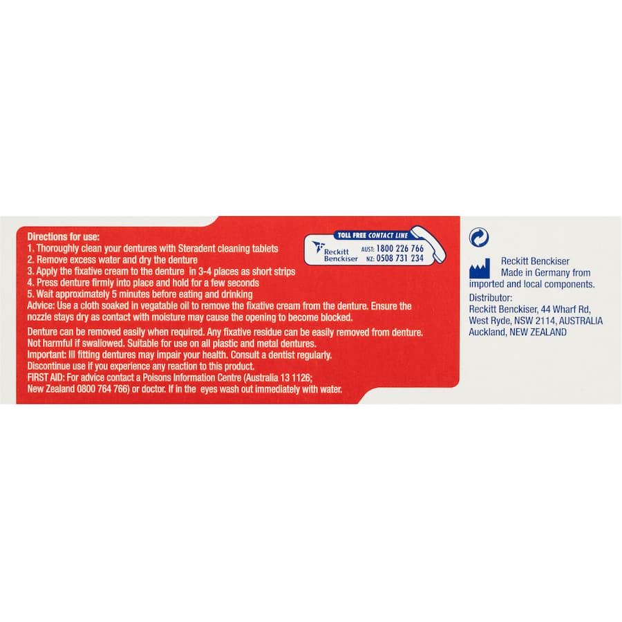 Steradent Ultra 3 Denture Adhesive Fixative Cream 40g