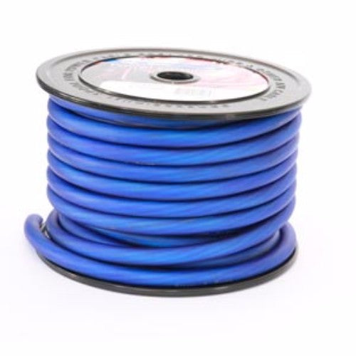 Blue 0 AWG power cable by AERPRO, 20 meters long, designed for maximum flexibility.