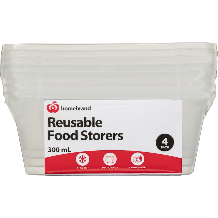 Essentials Container Rectangle Reusable 300ml 4pack