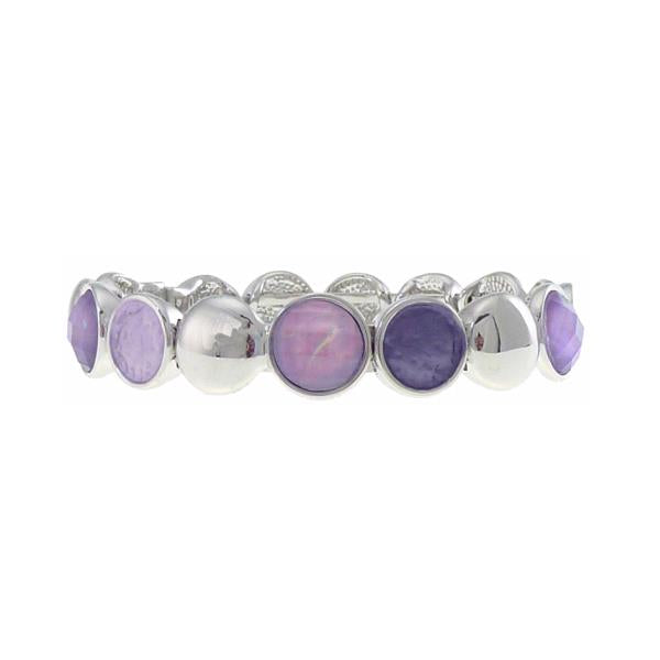 Bracelet - Silver; Dark & Light Purple Circles