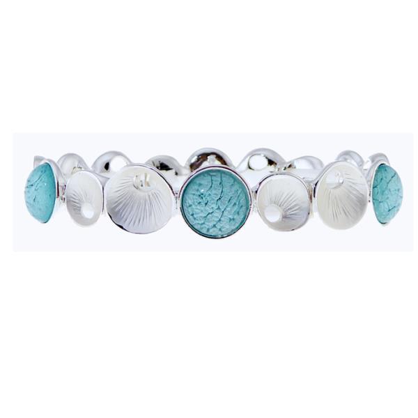 Bracelet - Silver Whirls with Aqua Resin