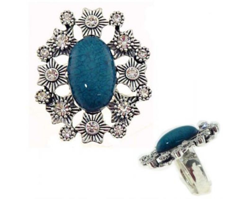 Ring - Teal Ant.Silver Set of 3