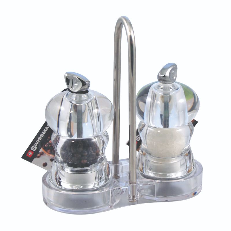 Swissmar Alice You & Me Mill Set with tray, 10cm, featuring adjustable grind, corrosion-proof ceramic grinder, and soft-touch top.