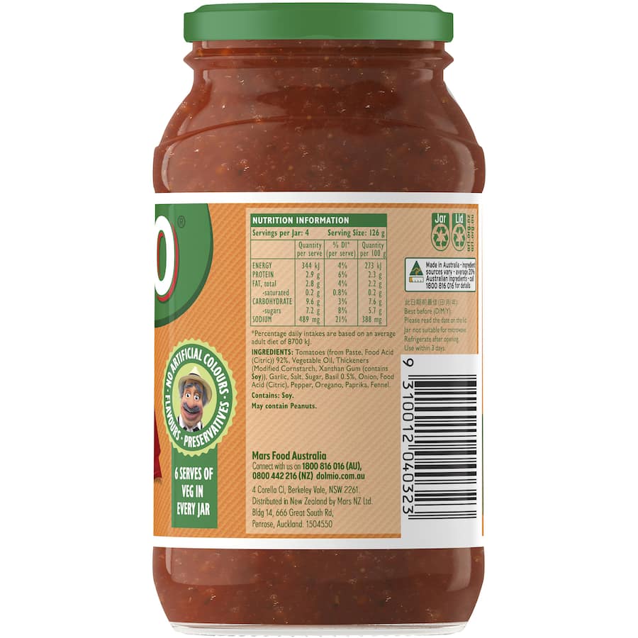 Dolmio Pasta Sauce Thick Tomato Lasagne