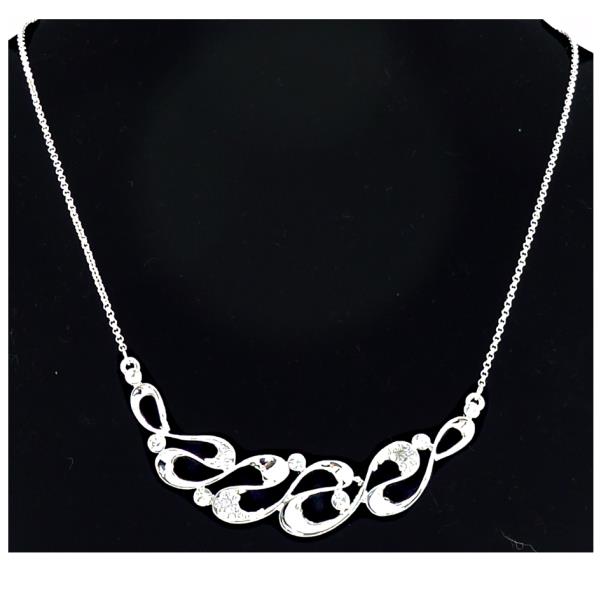 Necklace - Silver Ribbon w/ Cryst