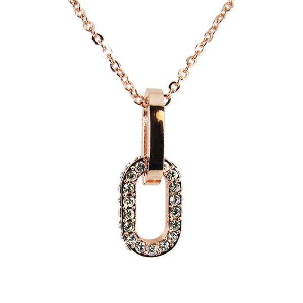 Rose gold necklace featuring a Jax oval pendant adorned with Swarovski crystals, 40 cm chain with a 5 cm extension.