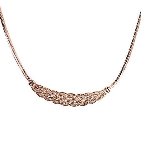 Rose gold Jax infinity braid necklace with a 40cm snake chain and 5cm extension for stylish layering.