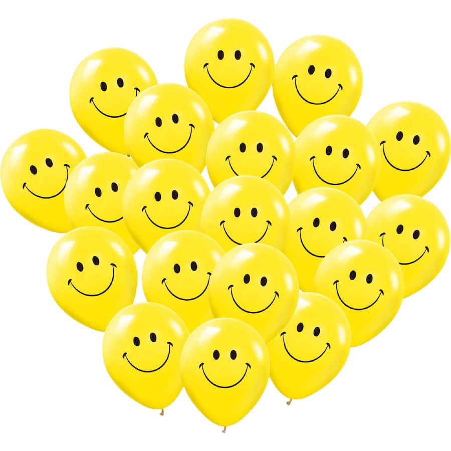 Whiz Pop Bang Balloons Smile Face 20pack