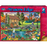 Enchanting 1000-piece jigsaw puzzle featuring a serene cottage by a cobble bridge, crafted sustainably in New Zealand.