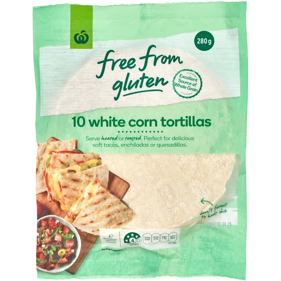 Woolworths Free From Gluten Mexican Tortillas White Corn 280g 10pack
