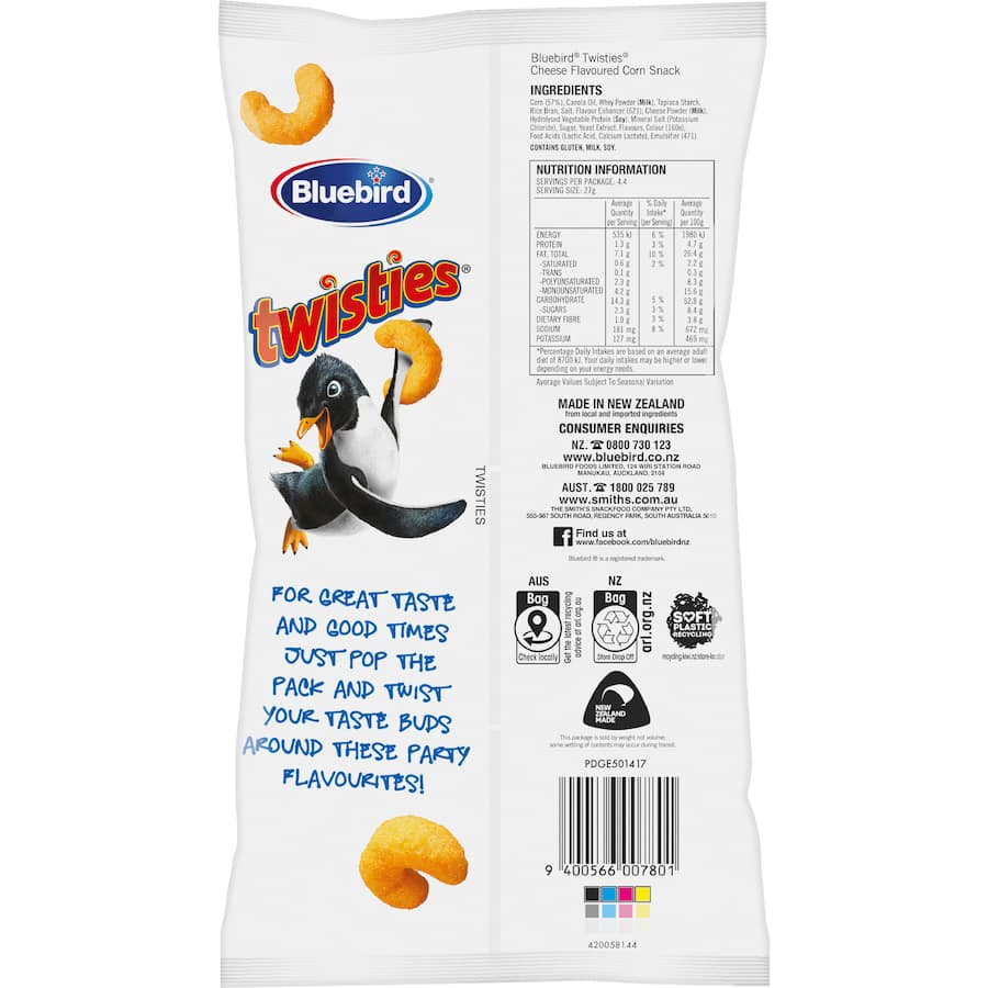 Bluebird Twisties Corn Snacks Cheese - 120g