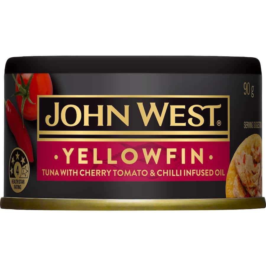 John West Tuna Yellowfin Tomato & Chilli Tear tab can 90g