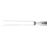 Global Classic Straight Carving Fork with sharp tines, premium stainless steel, and ergonomic design for effortless meat carving.