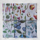 Blue leaves printed kitchen towel made of 100% cotton with plush terry reverse, featuring a practical loop for hanging.