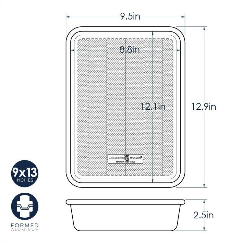 Nordic Ware Prism Rectangular Baking Pan, 9"x13", natural aluminum, embossed design for even cooking, durable and lightweight.