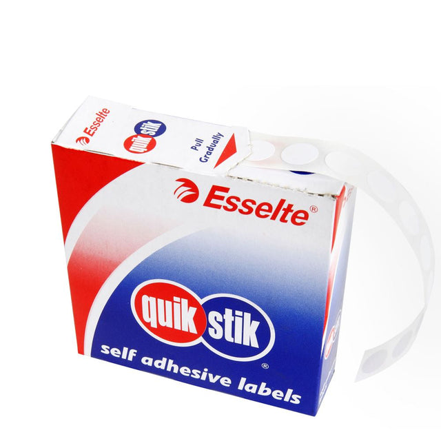 Quikstik Label Dispenser with 1400 circular white labels, perfect for easy labeling and organization tasks.