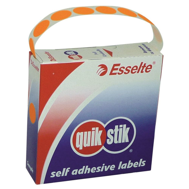 Quikstik Label Dispenser with 700 Fluoro Orange circular labels for easy application and versatile organization.