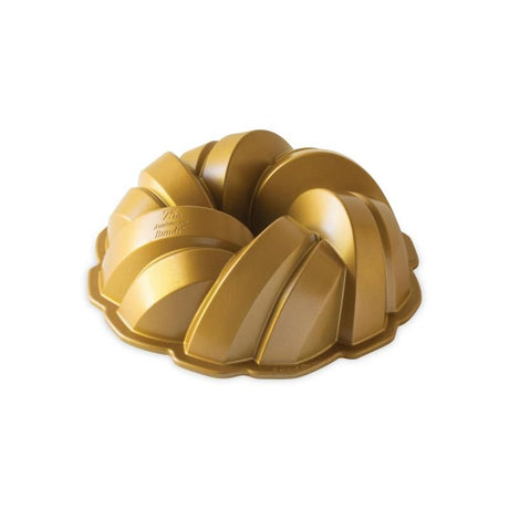 Nordic Ware 75th Anniversary Braided Bundt Pan with elegant design for even baking and 12-cup capacity, perfect for special occasions.