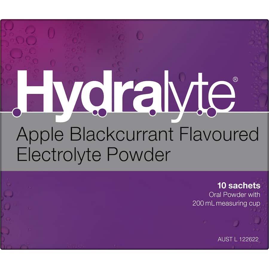 Hydralyte Effervescent Electrolyte Powder Apple Blackcurrant Sachets 10pack