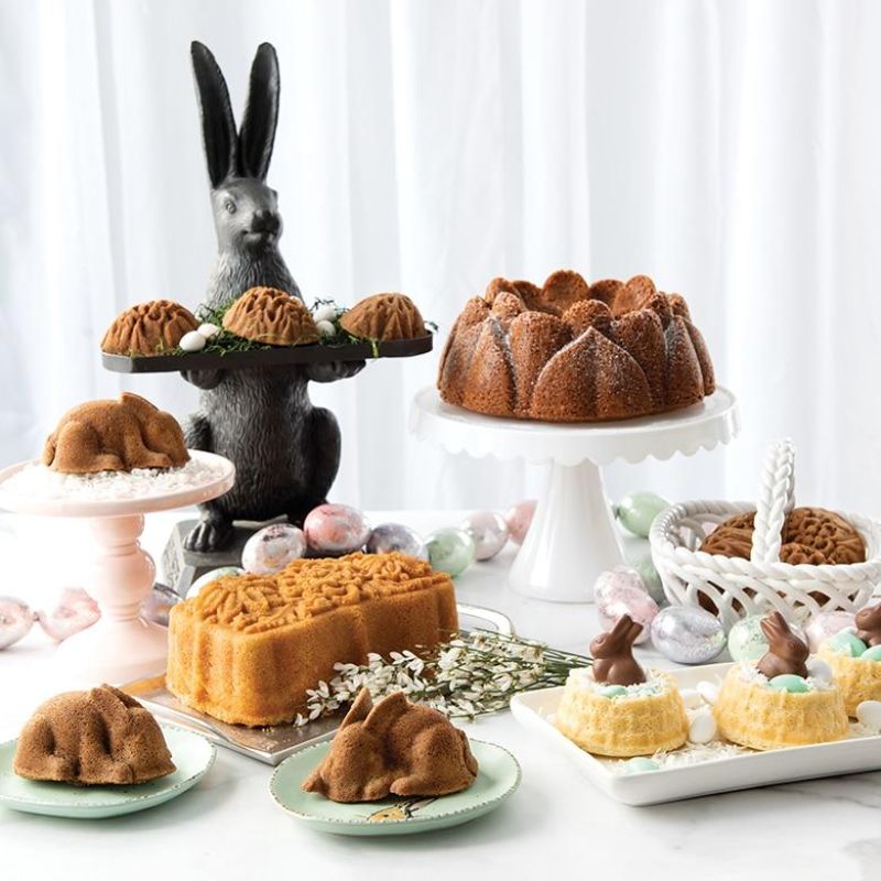 Nordic Ware Baby Bunny Cake Pan in toffee color, perfect for creating charming bunny-shaped cakes for spring celebrations.