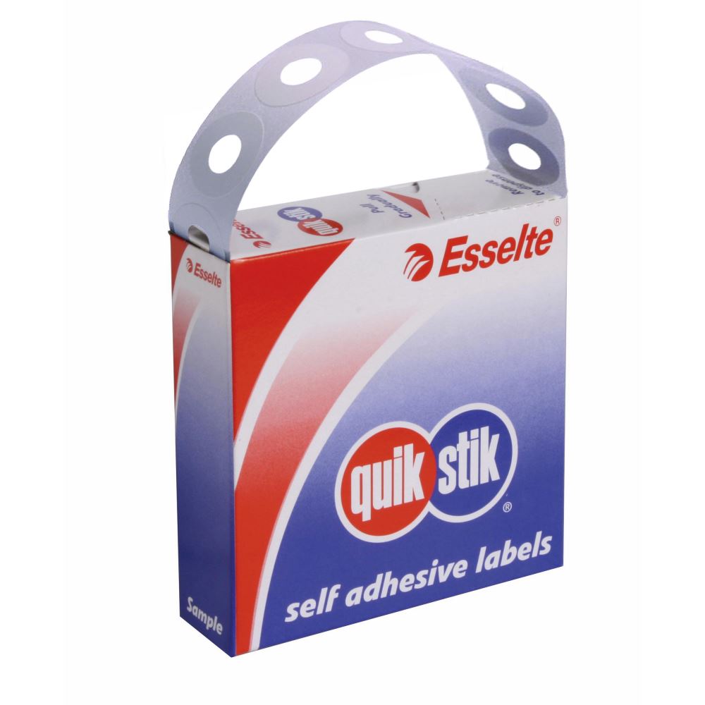 White plastic eyelets dispenser with 500 durable labels for reinforcing hole-punched paper, ideal for home, school, and office use.