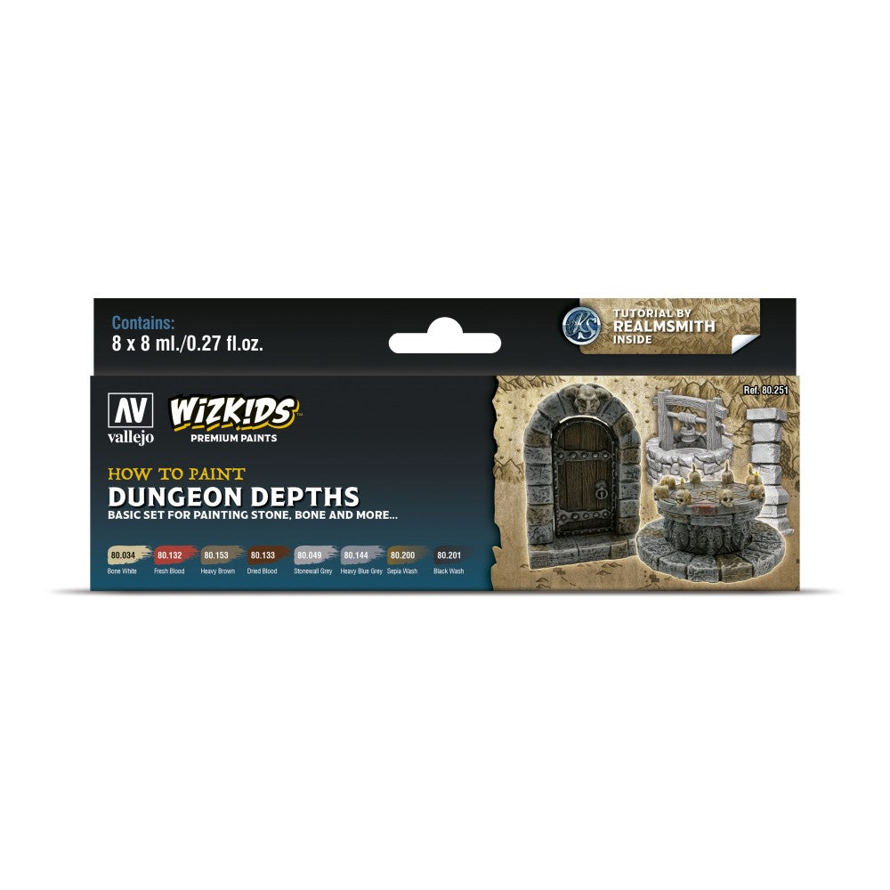 WizKids Premium Paint Set By Vallejo - Dungeon Depths