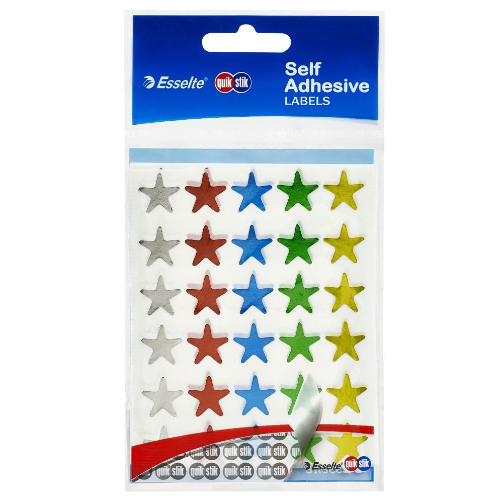 Quikstik Labels Hangsell Multi Star with 150 versatile, high-quality labels for home, classroom, or office organization.