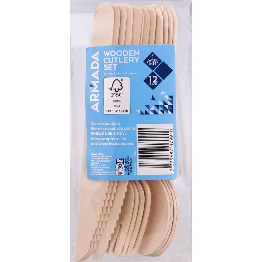 Armada Wooden Cutlery Set  12pack