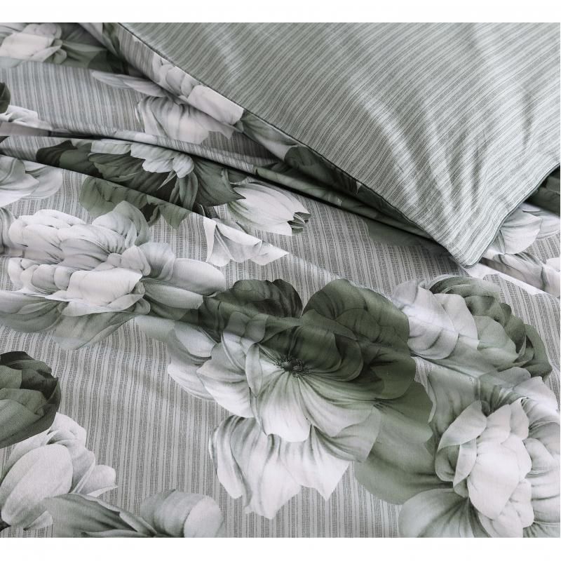 Private Collection Hailey Printed Quilt / Duvet Set | Super King Bed | Sage