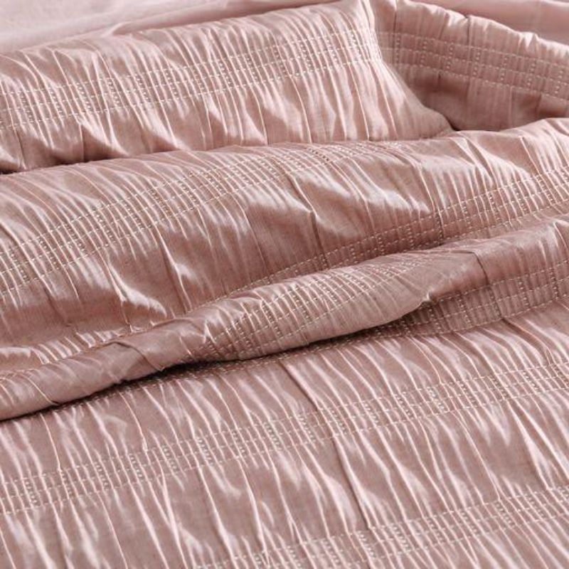 Platinum August Pick Stitch Crinkle Quilt / Duvet Set | King Bed | Dusk