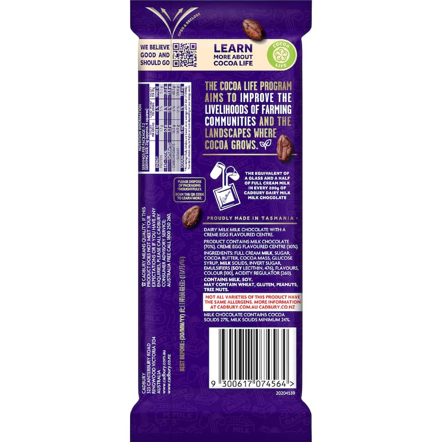 Cadbury Chocolate Block Dairy Milk Creme Egg 180g